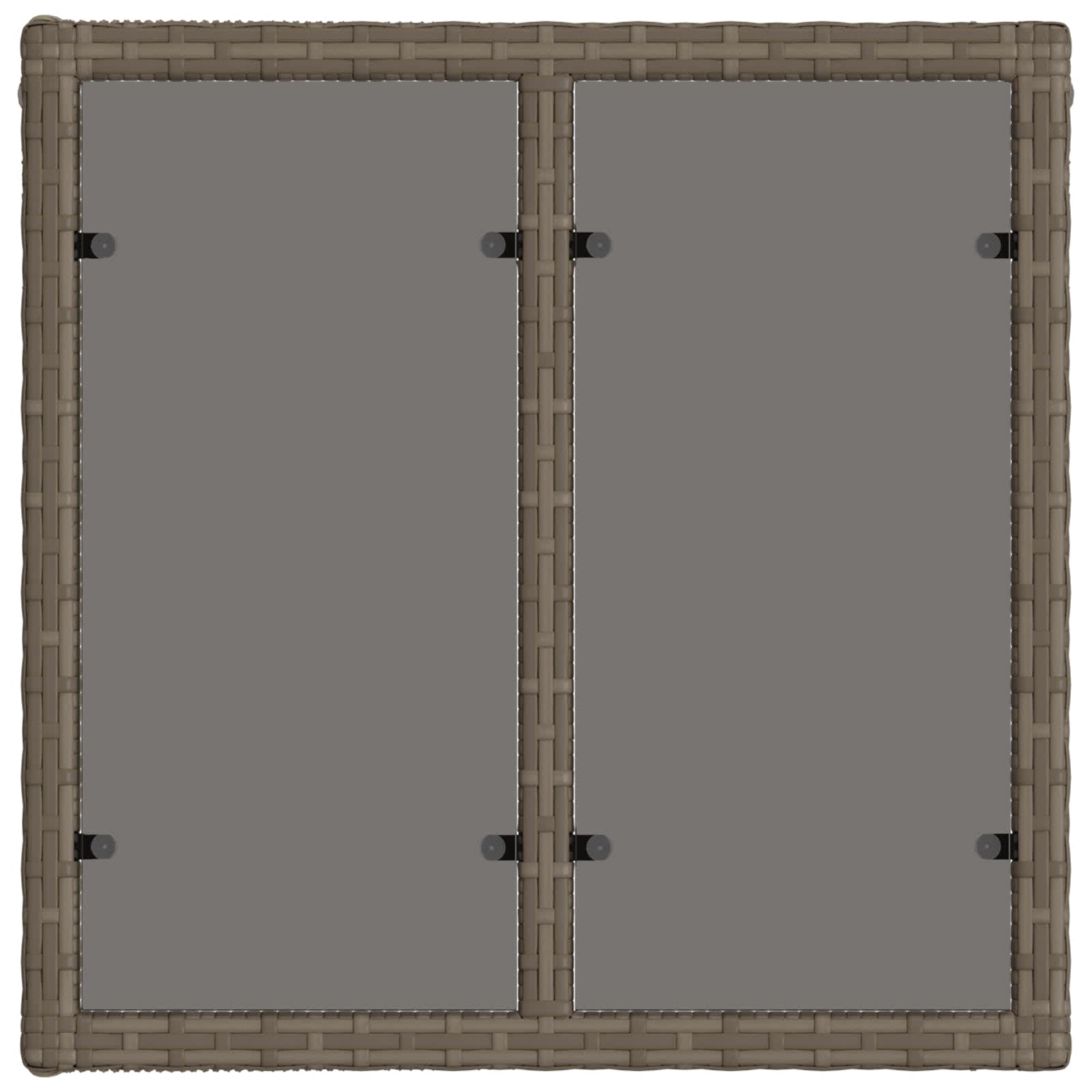 Gartentisch Grau und Schwarz 55 x 55 x 37 cm PE Rattan und Glas