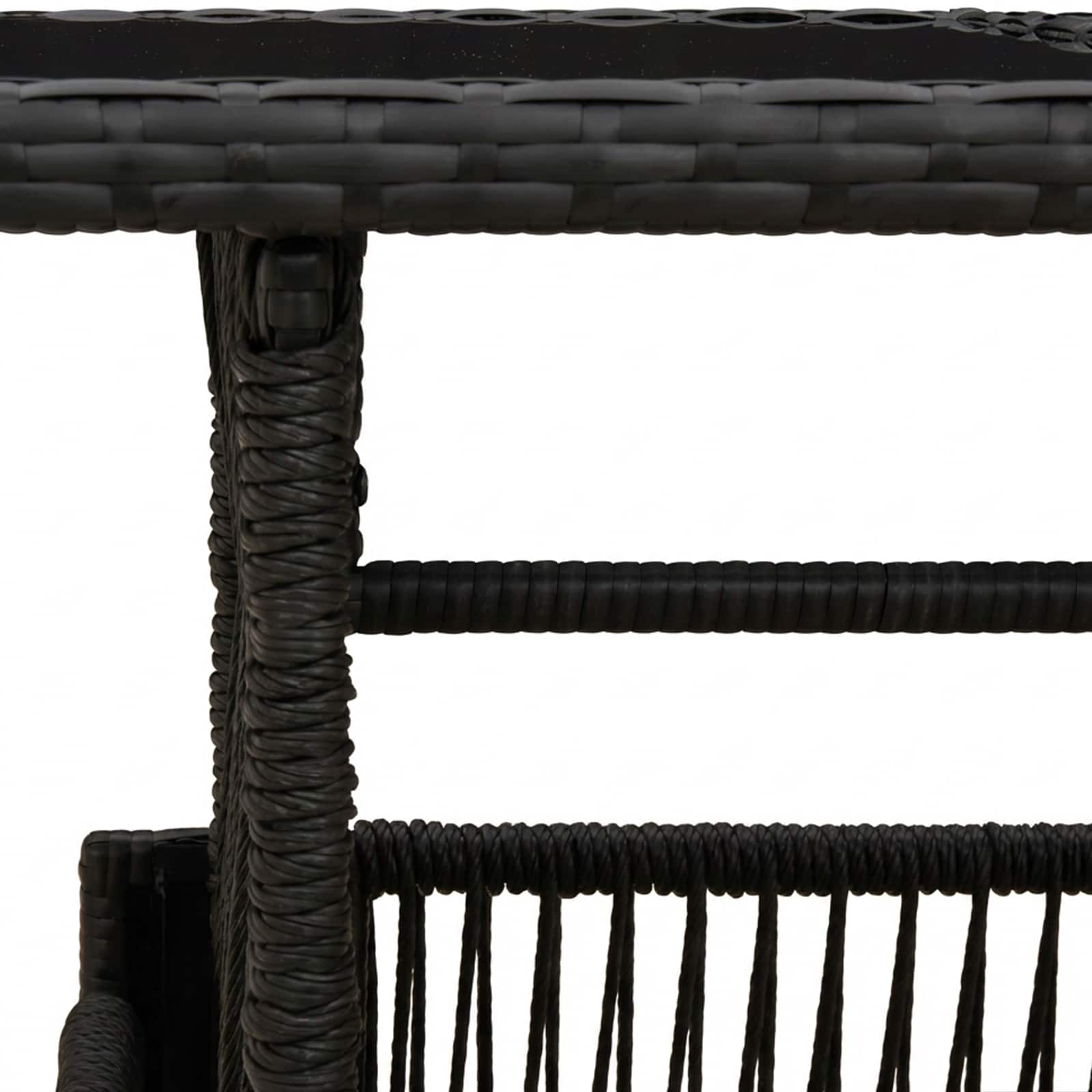 Gartentisch Schwarz 100 x 55 x 37 cm PE Rattan und Glas