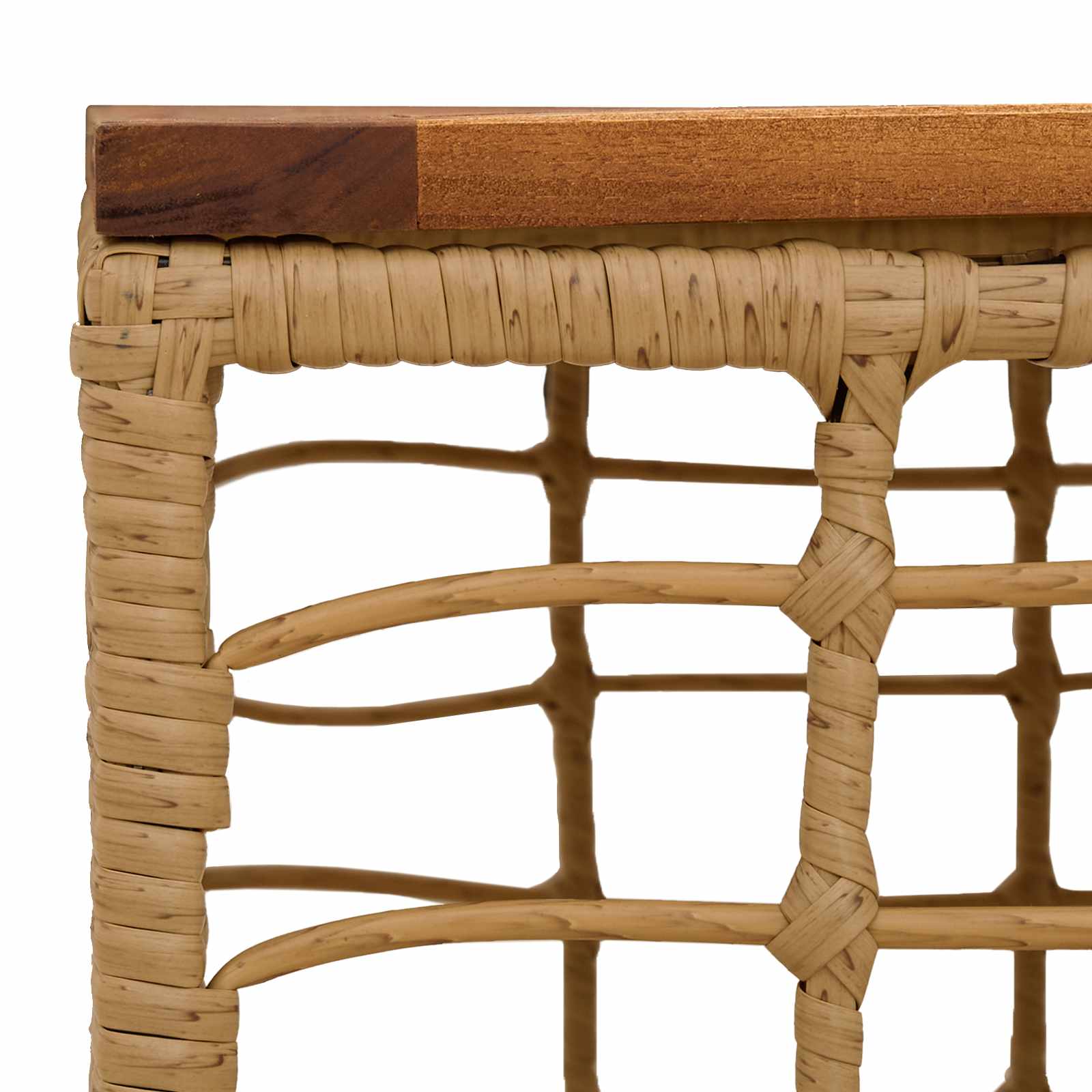Gartentisch Natur 55 x 55 x 37 cm PE Rattan und Glas