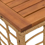 Gartentisch Natur 55 x 55 x 37 cm PE Rattan und Glas