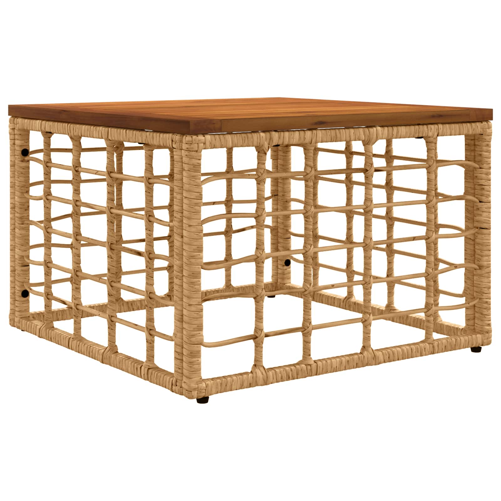 Gartentisch Natur 55 x 55 x 37 cm PE Rattan und Glas