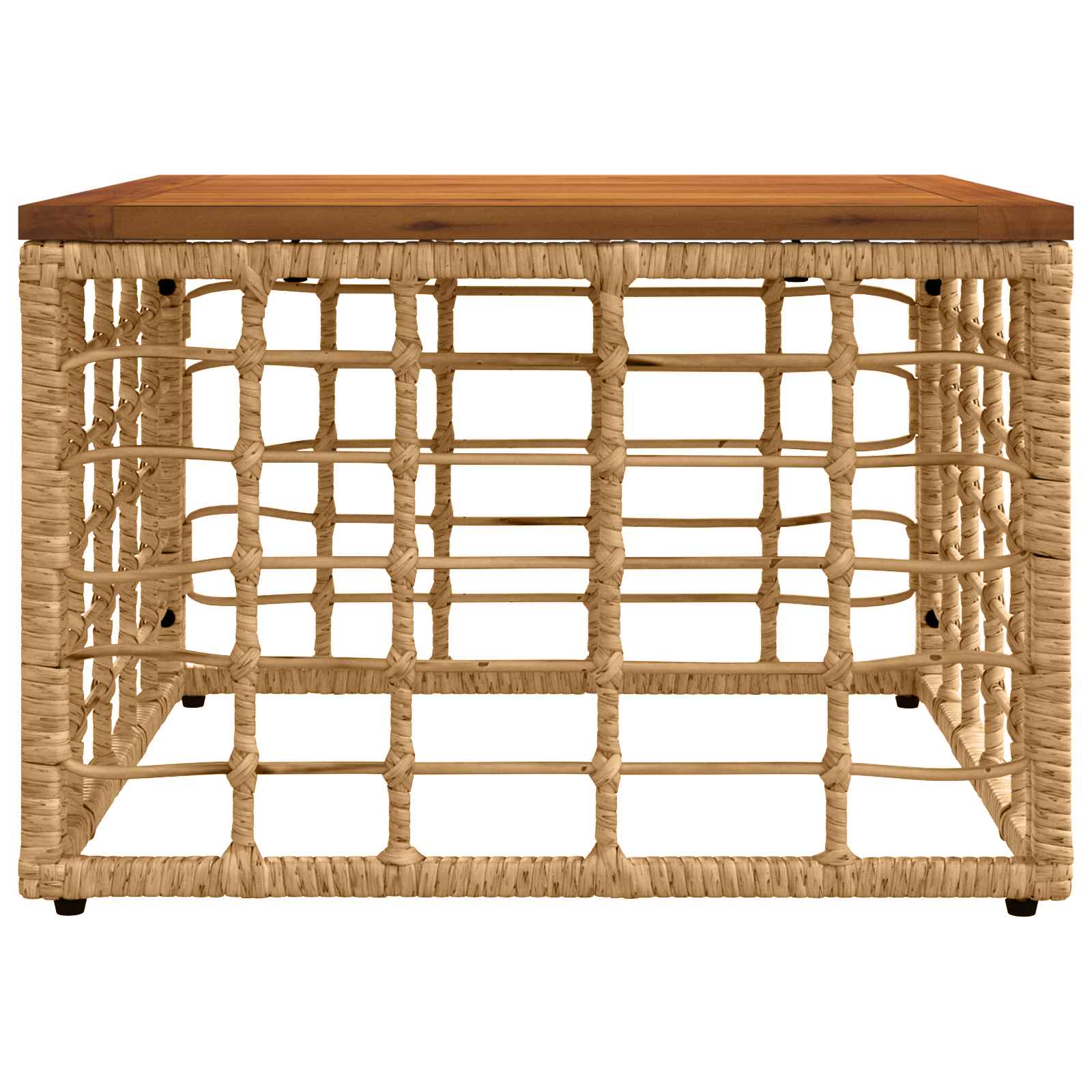 Gartentisch Natur 55 x 55 x 37 cm PE Rattan und Glas