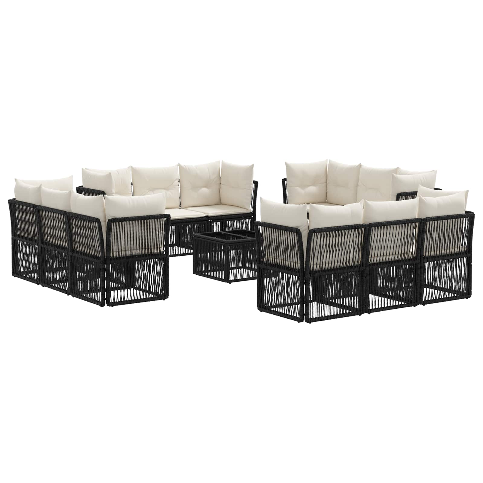 Gartensofa-set 13 pcs Schwarz Poly-Rattan