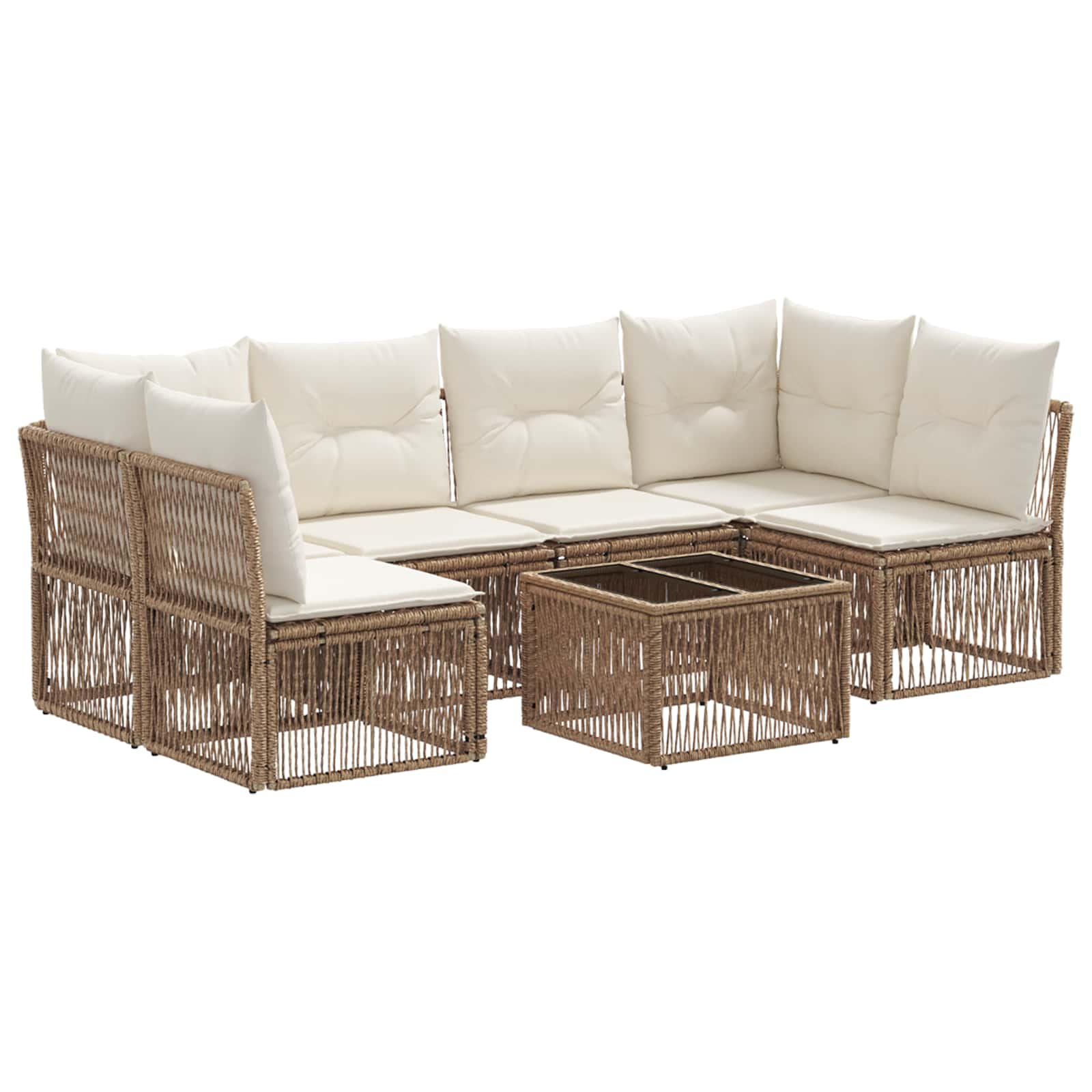Gartensofa-set 7 pcs Beige Poly-Rattan