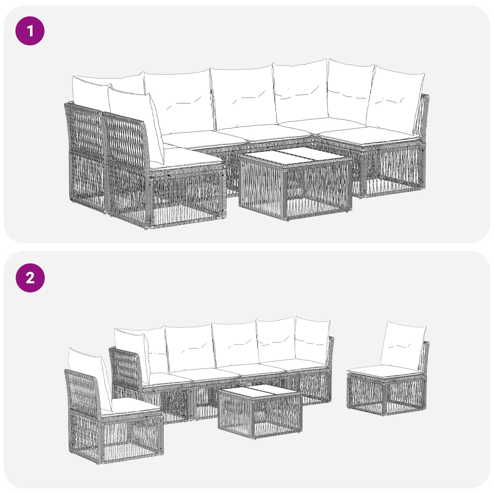 Gartensofa-set 7 pcs Beige Poly-Rattan