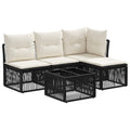Gartensofa-set 5 pcs Schwarz Poly-Rattan