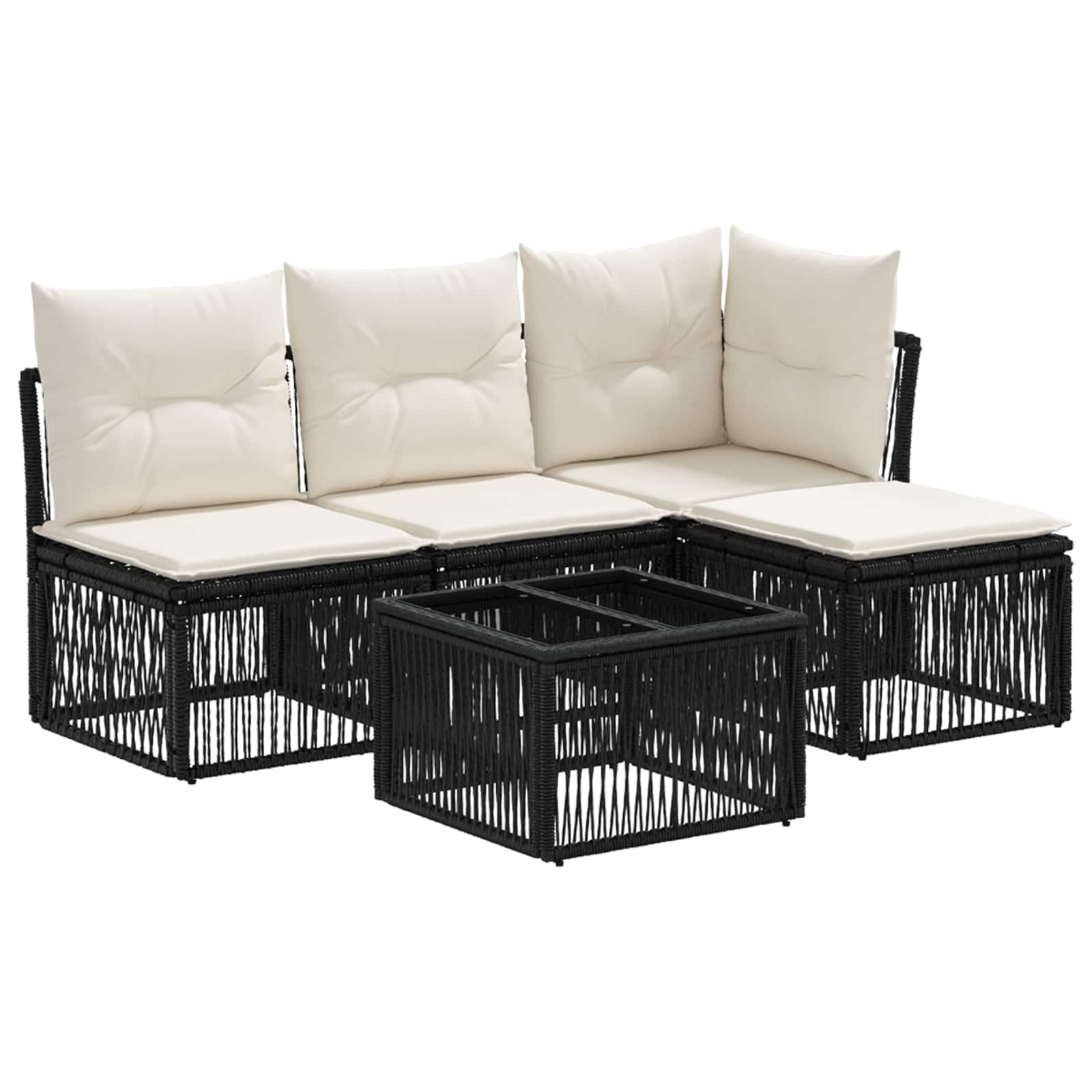 Gartensofa-set 5 pcs Schwarz Poly-Rattan