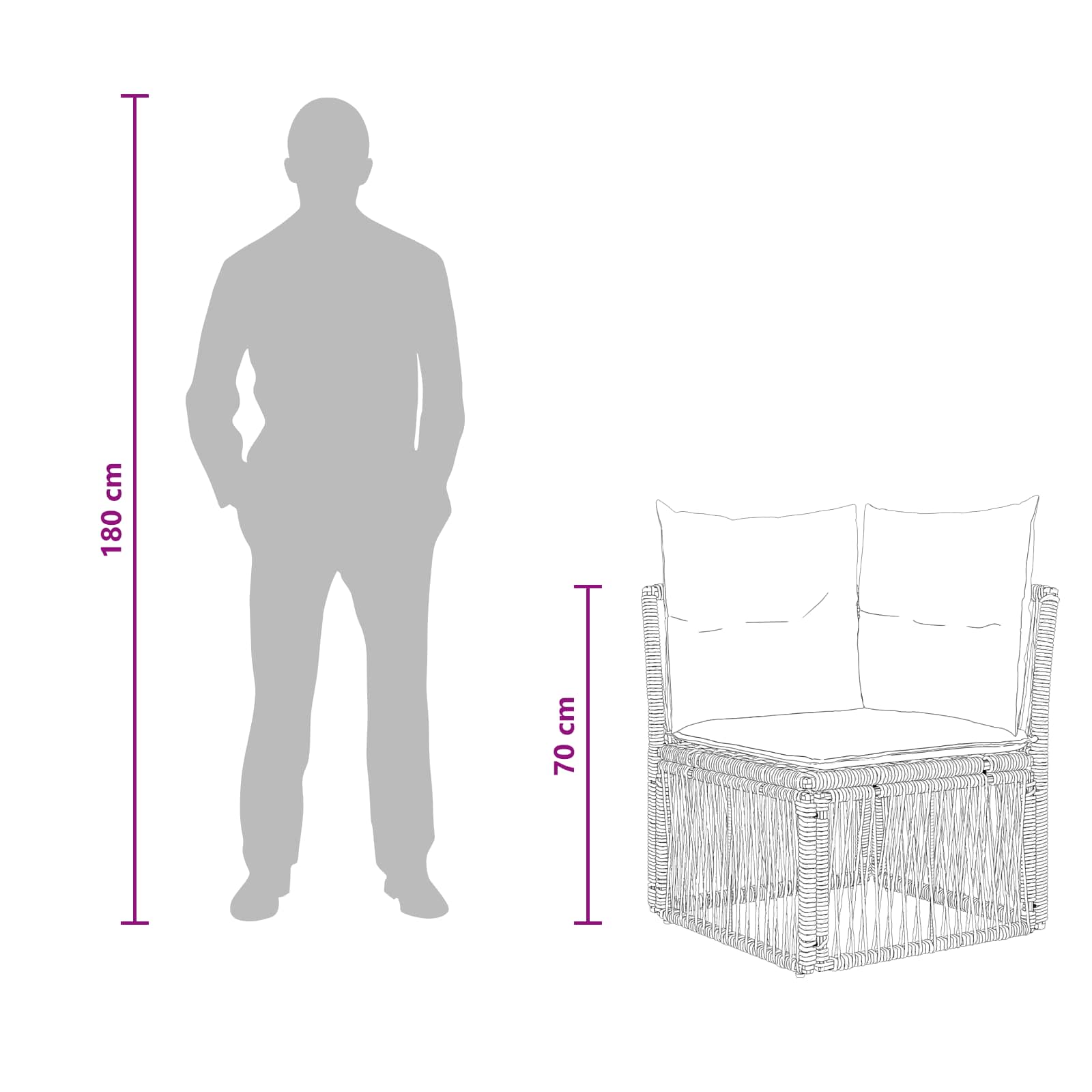 Gartensofa-set 5 pcs Schwarz Poly-Rattan