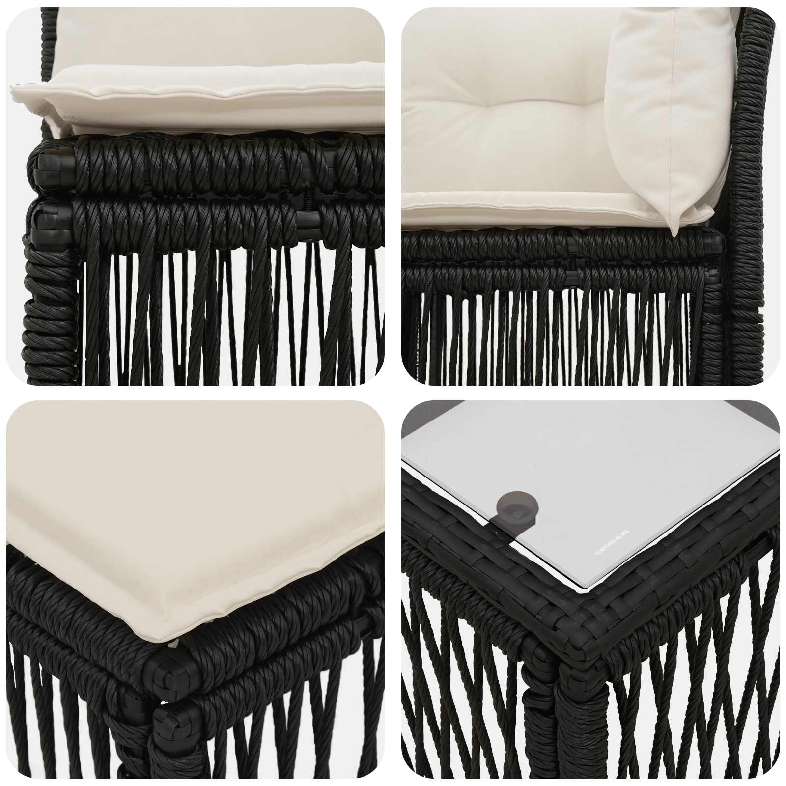 Gartensofa-set 6 pcs Schwarz Poly-Rattan