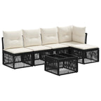 Gartensofa-set 6 pcs Schwarz Poly-Rattan