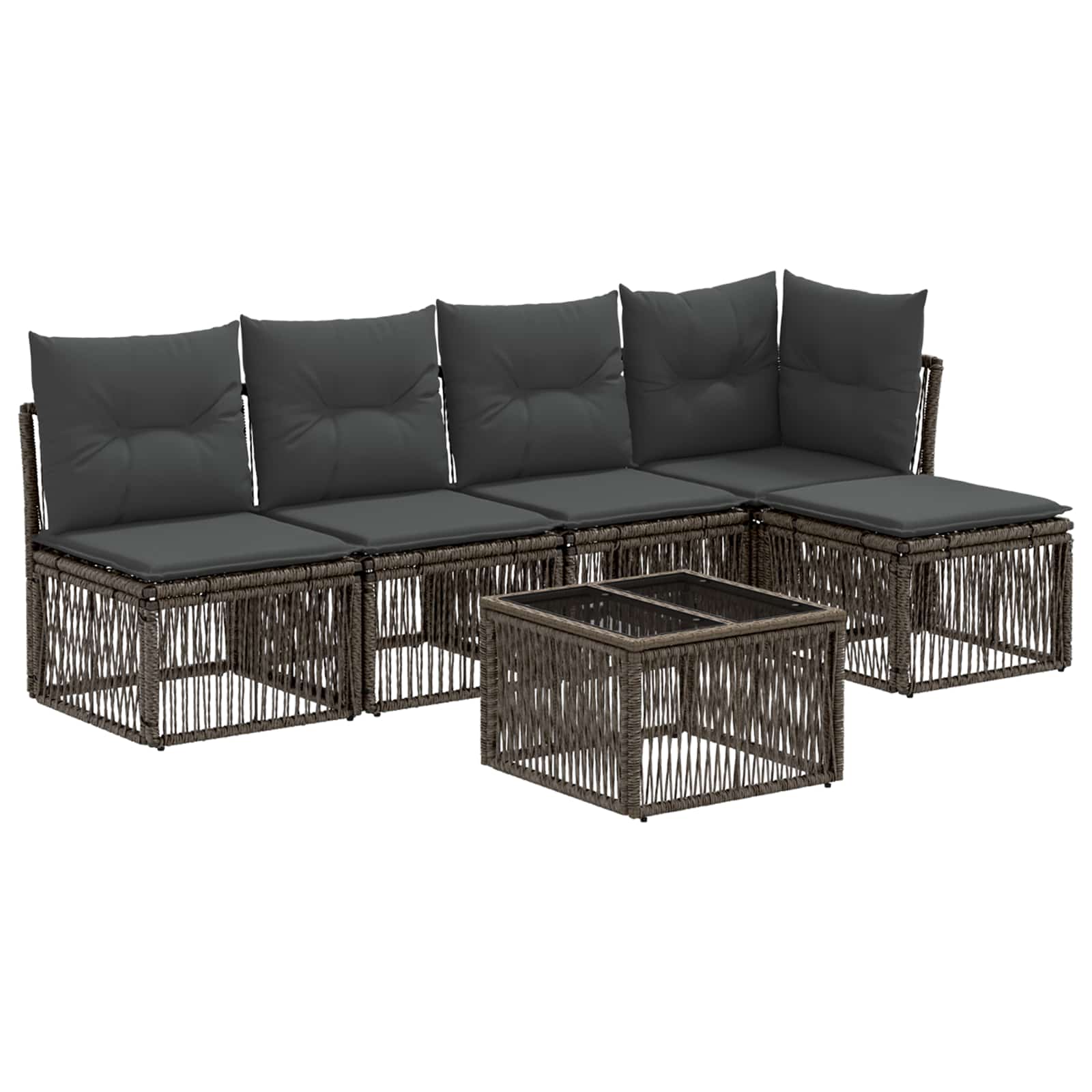 Gartensofa-set 6 pcs Grau Poly-Rattan