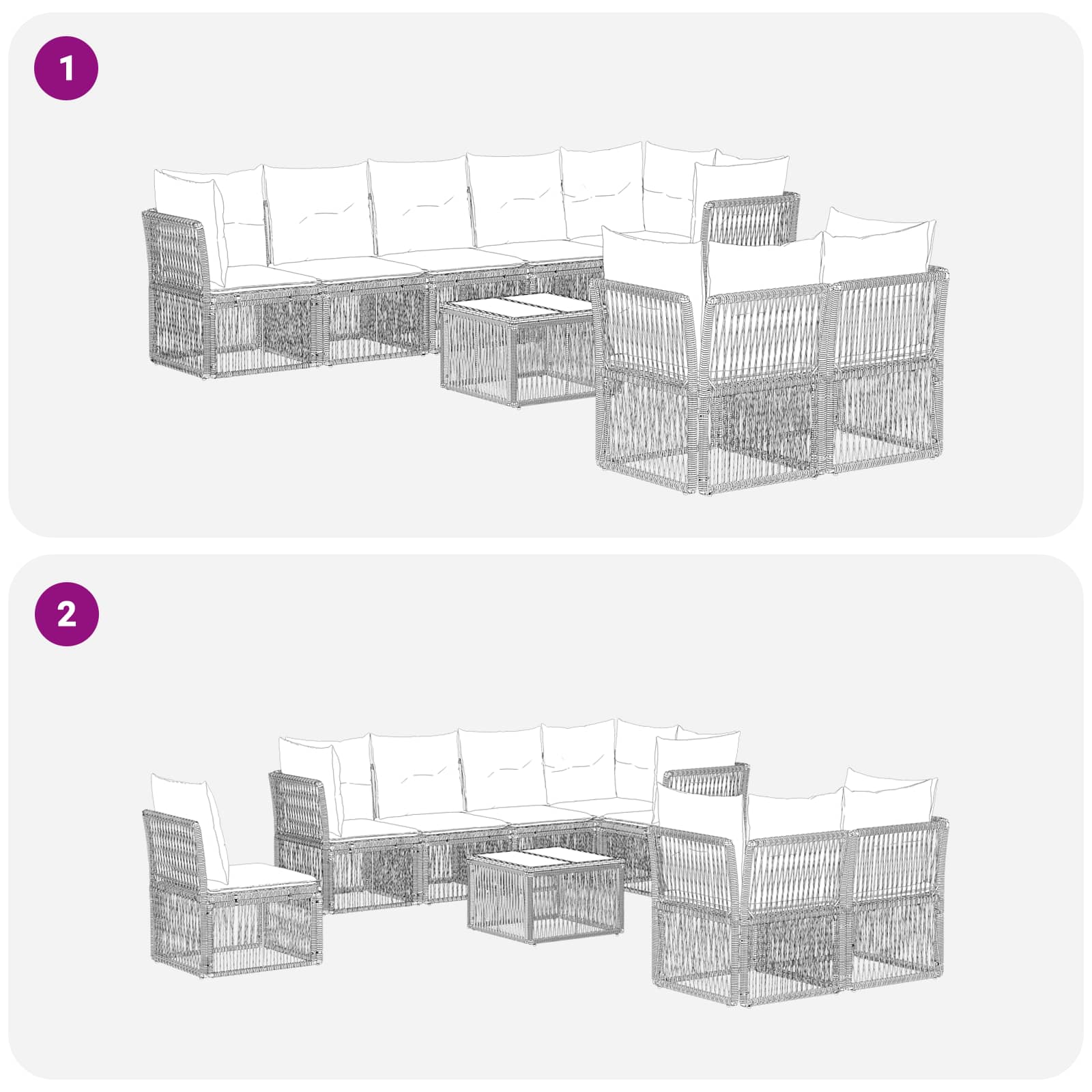 Gartensofa-set 9 pcs Beige Poly-Rattan