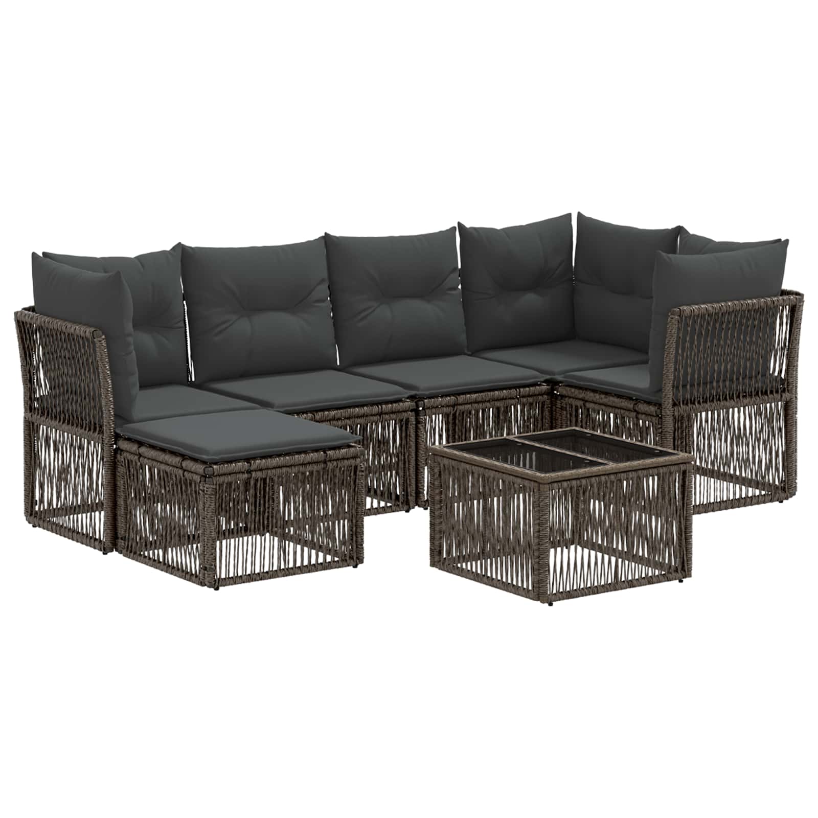 Gartensofa-set 7 pcs Grau Poly-Rattan