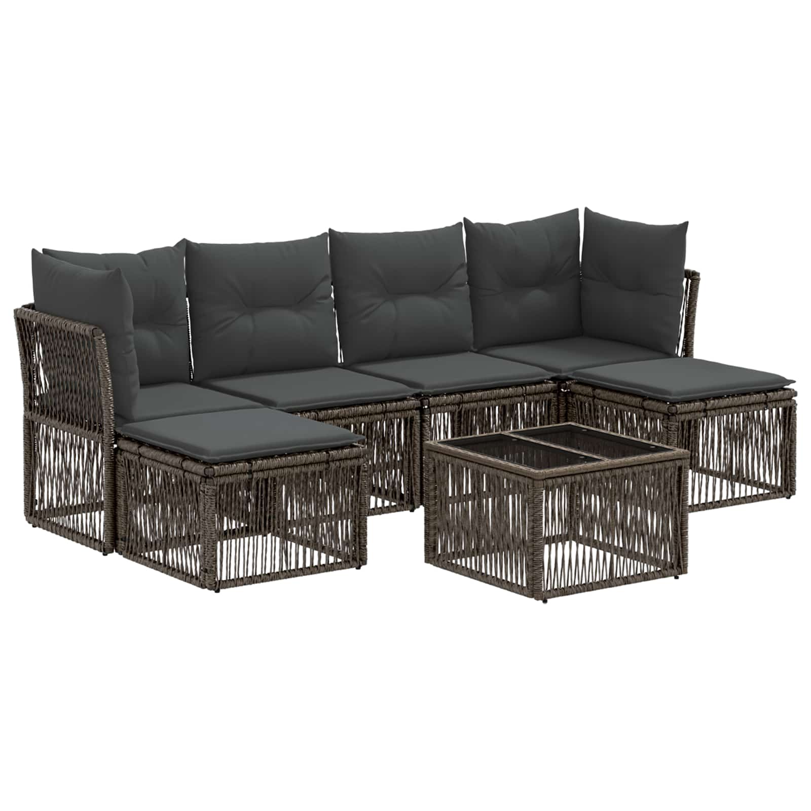Gartensofa-set 7 pcs Grau Poly-Rattan