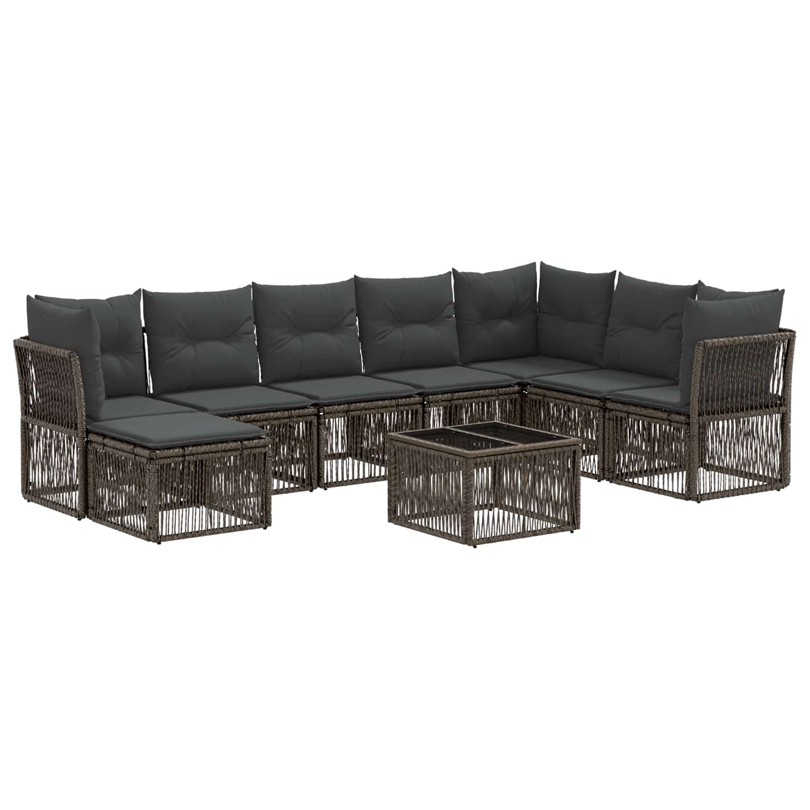 Gartensofa-set 9 pcs Grau Poly-Rattan