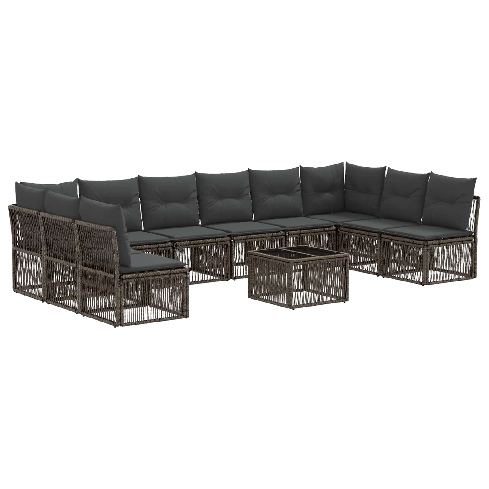 Gartensofa-set 11 pcs Grau Poly-Rattan