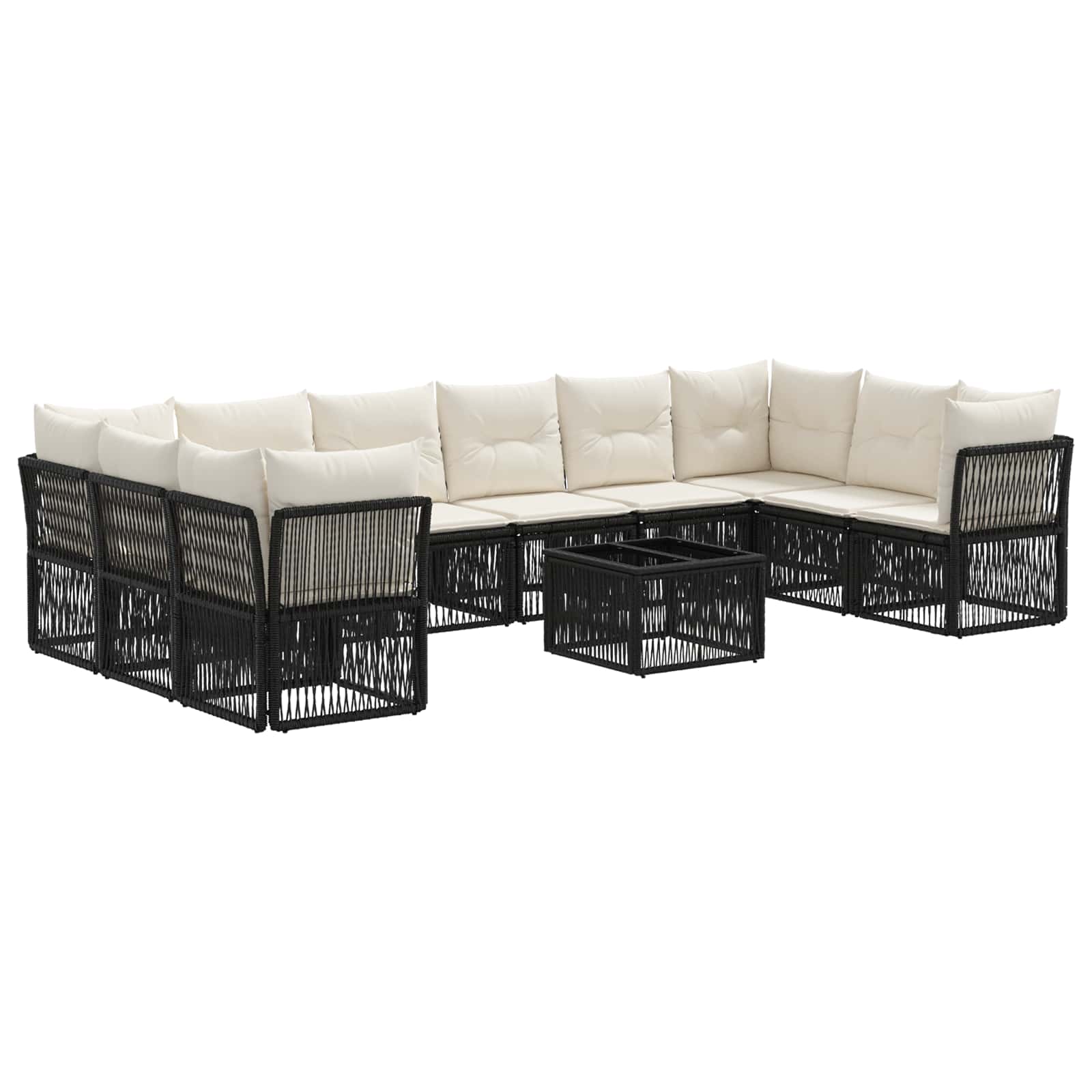 Gartensofa-set 11 pcs Schwarz Poly-Rattan