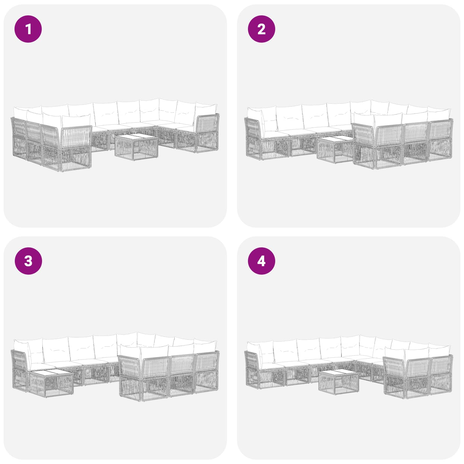 Gartensofa-set 11 pcs Schwarz Poly-Rattan