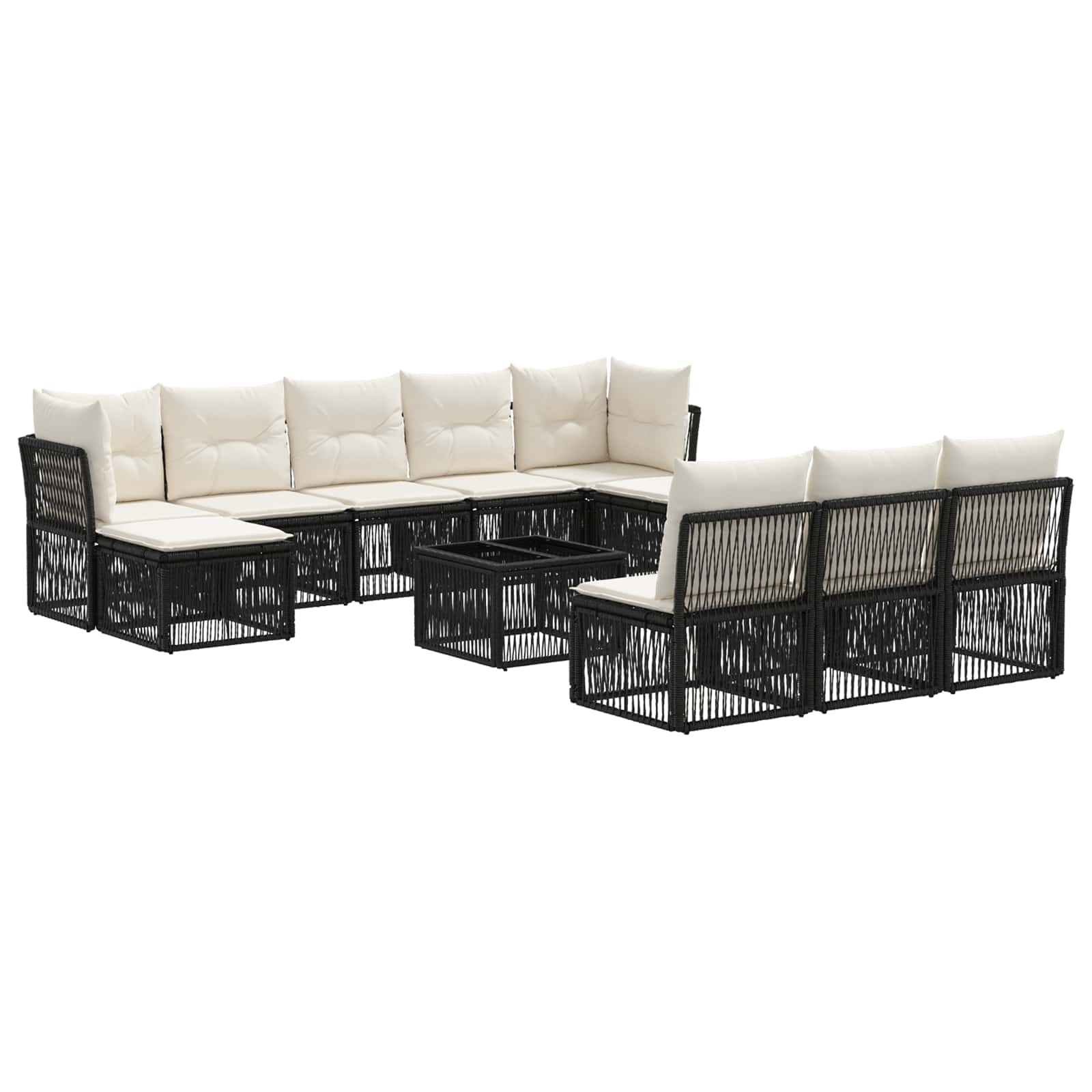 Gartensofa-set 11 pcs Schwarz Poly-Rattan