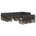Gartensofa-set 14 pcs Grau Poly-Rattan
