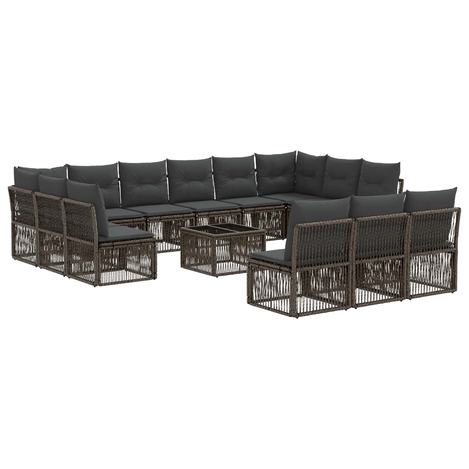 Gartensofa-set 14 pcs Grau Poly-Rattan