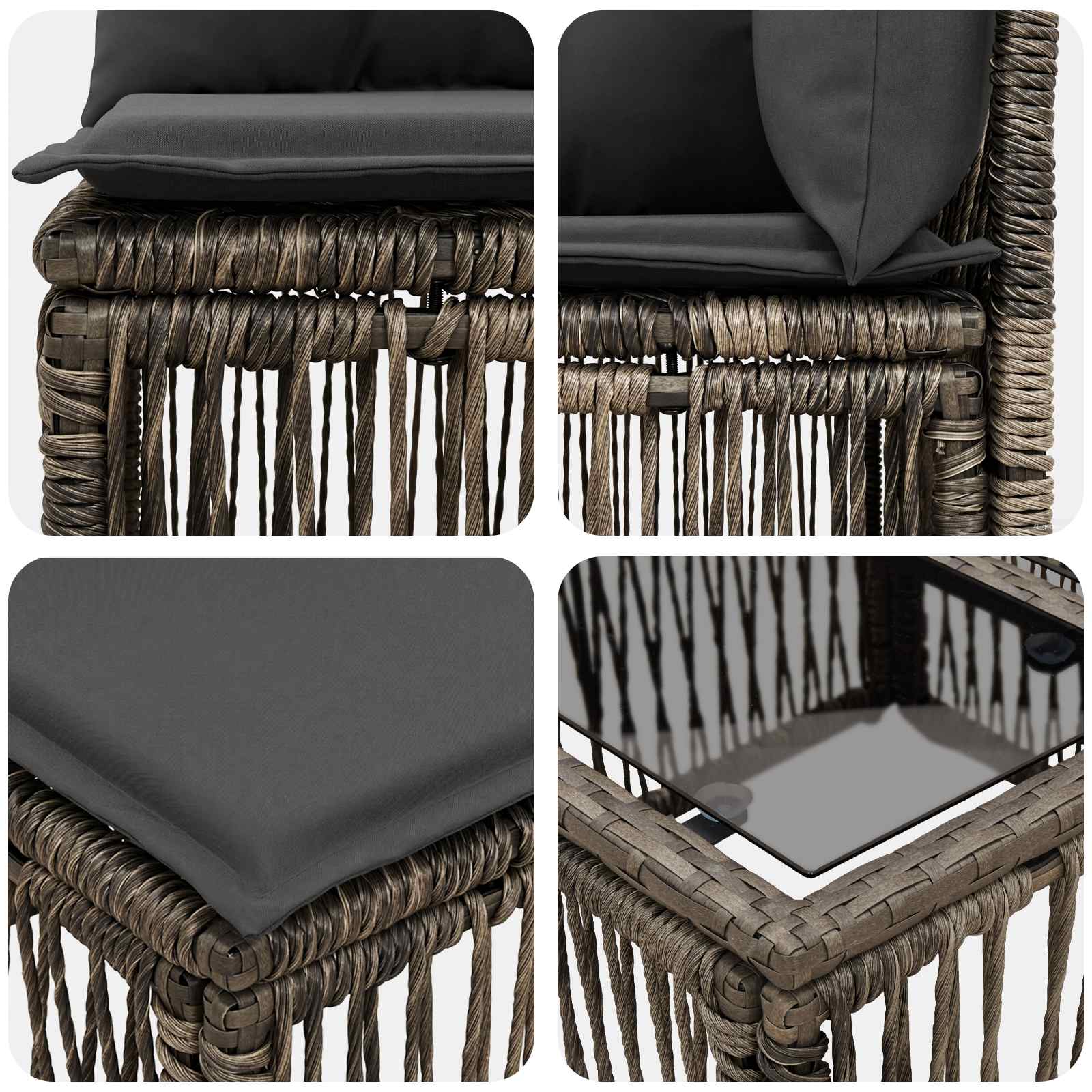 Gartensofa-set 14 pcs Grau Poly-Rattan
