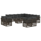 Gartensofa-set 14 pcs Grau Poly-Rattan