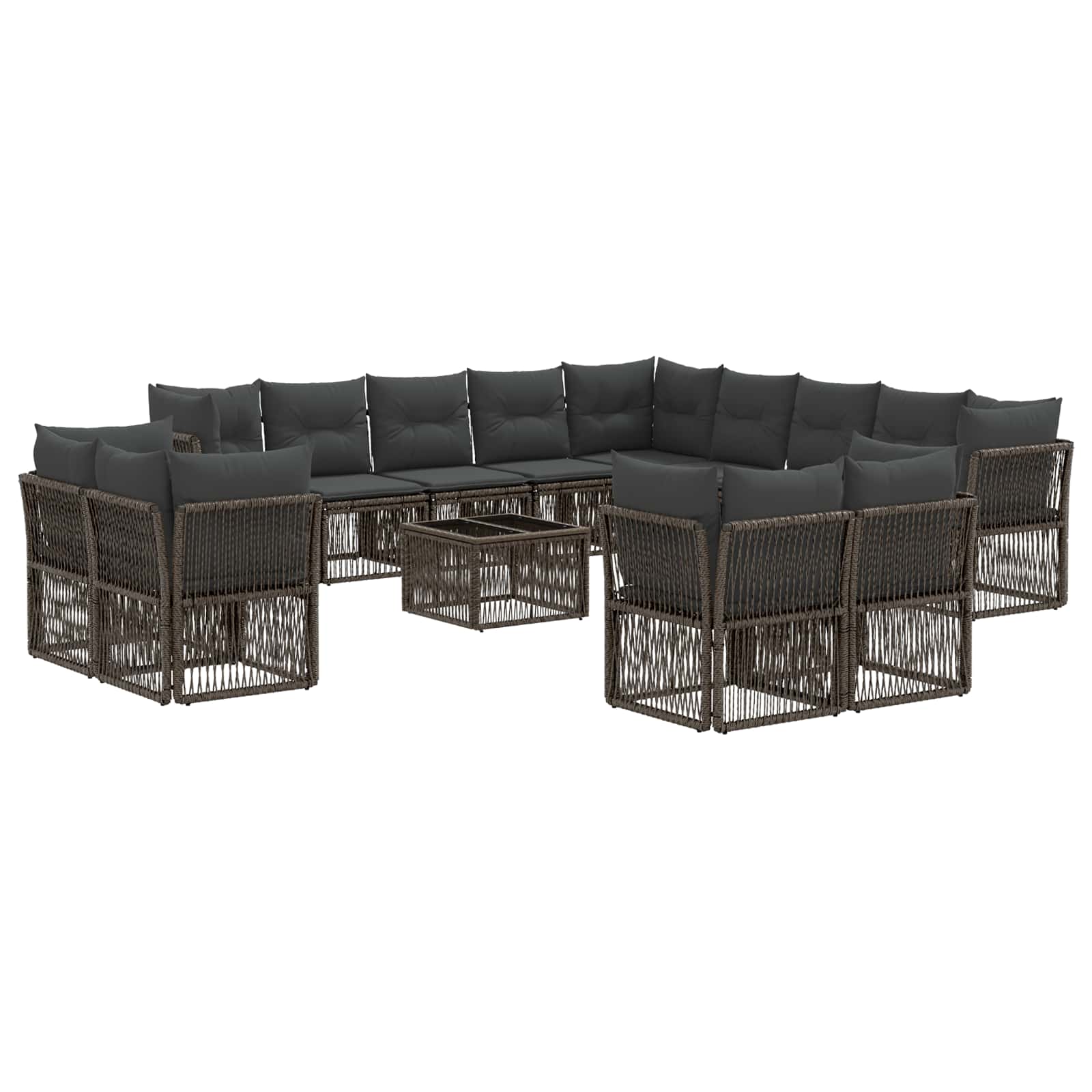 Gartensofa-set 14 pcs Grau Poly-Rattan