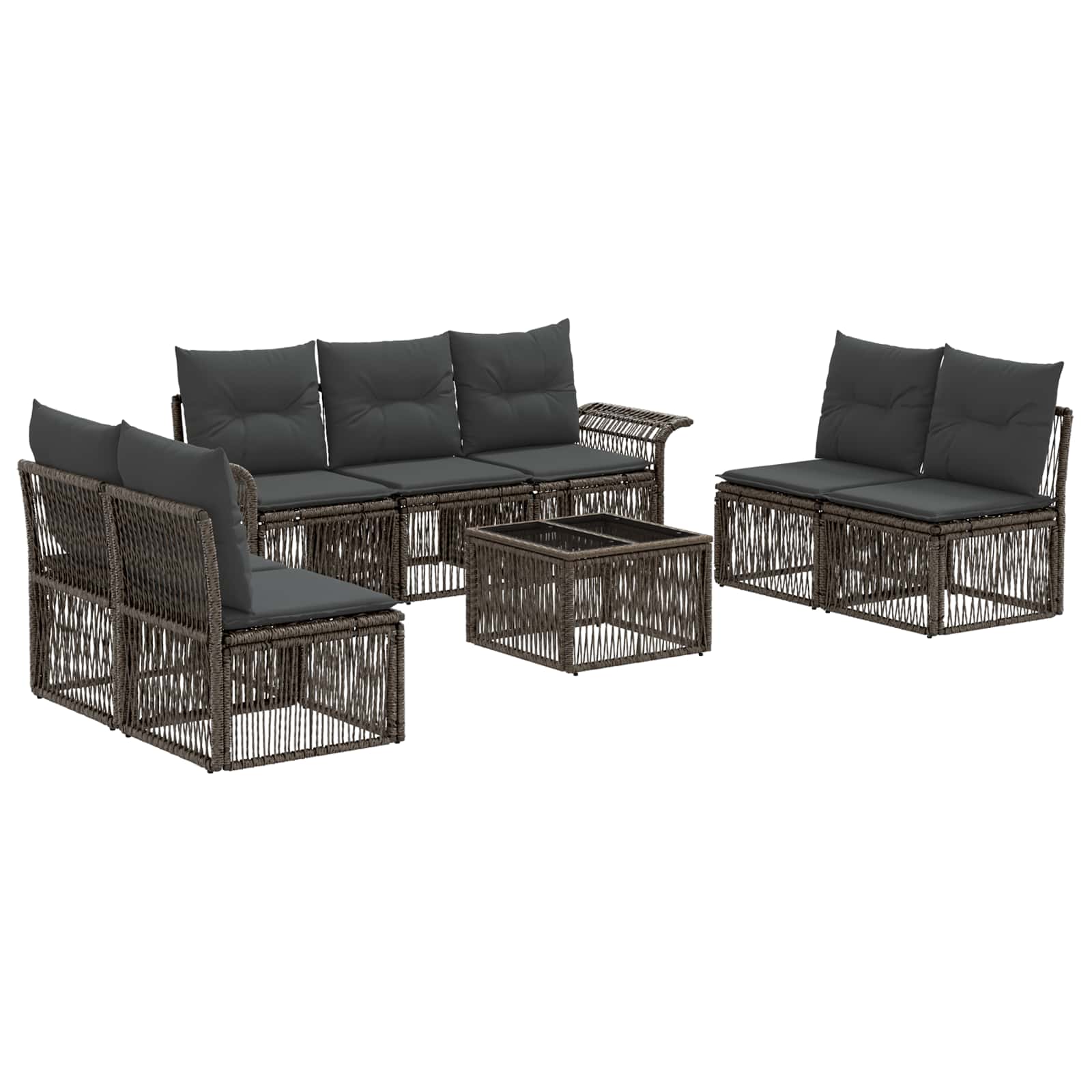 Gartensofa-set 8 pcs Grau Poly-Rattan