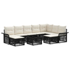 Gartensofa-set 10 pcs Schwarz und Cremeweiß Poly-Rattan