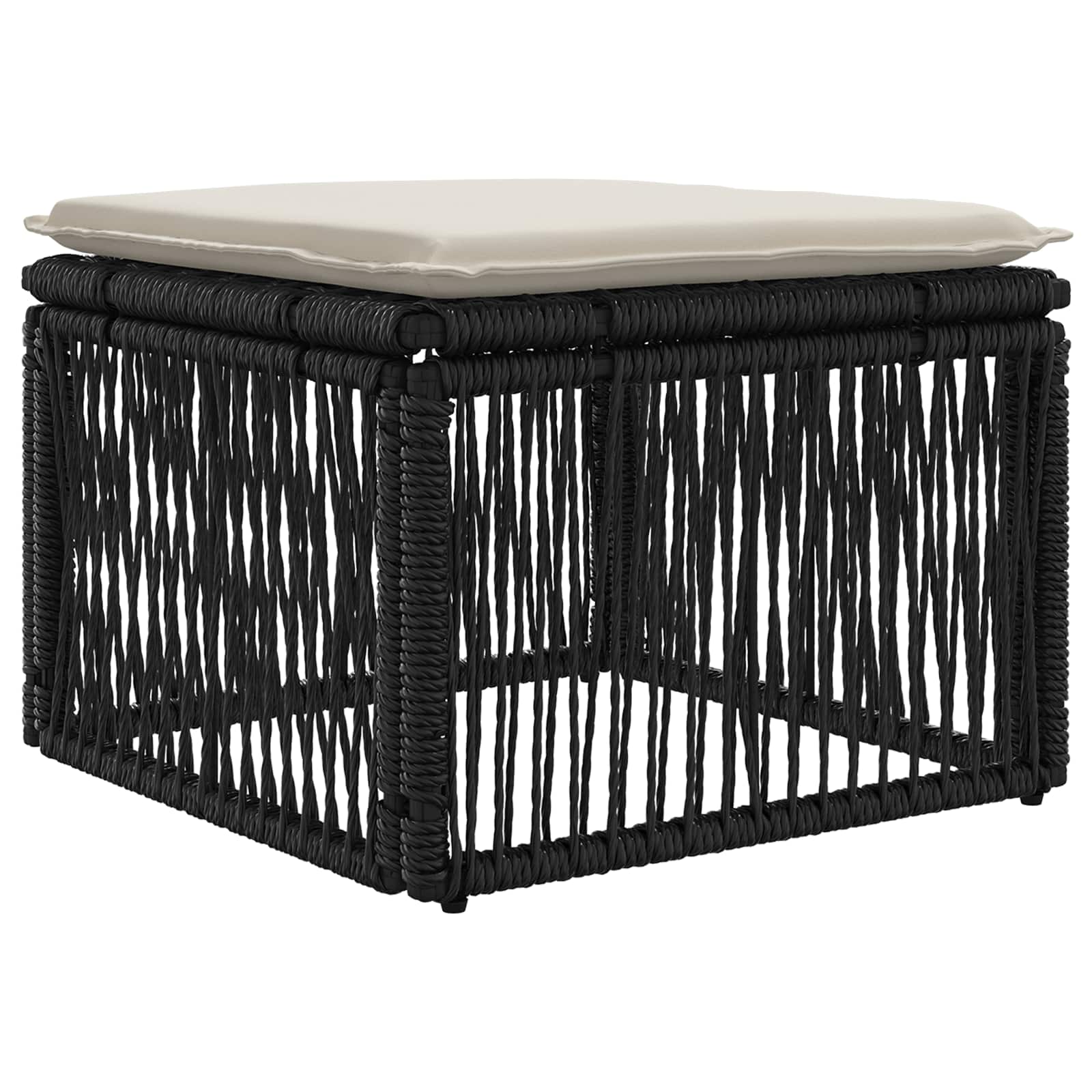 Gartensofa-set 10 pcs Schwarz und Cremeweiß Poly-Rattan