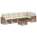 Gartensofa-set 7 pcs Beige und Cremeweiß Poly-Rattan