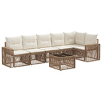 Gartensofa-set 7 pcs Beige und Cremeweiß Poly-Rattan