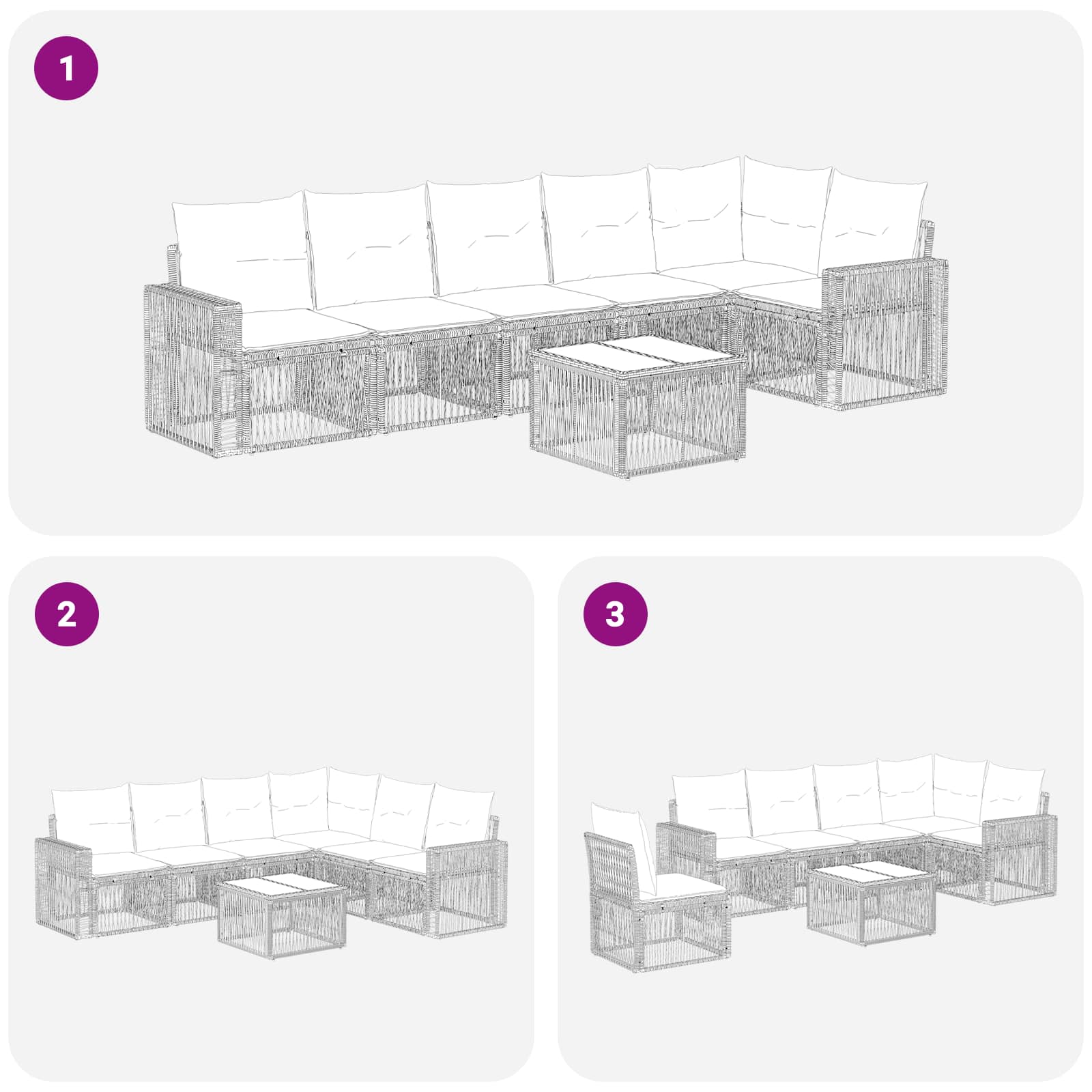 Gartensofa-set 7 pcs Beige und Cremeweiß Poly-Rattan