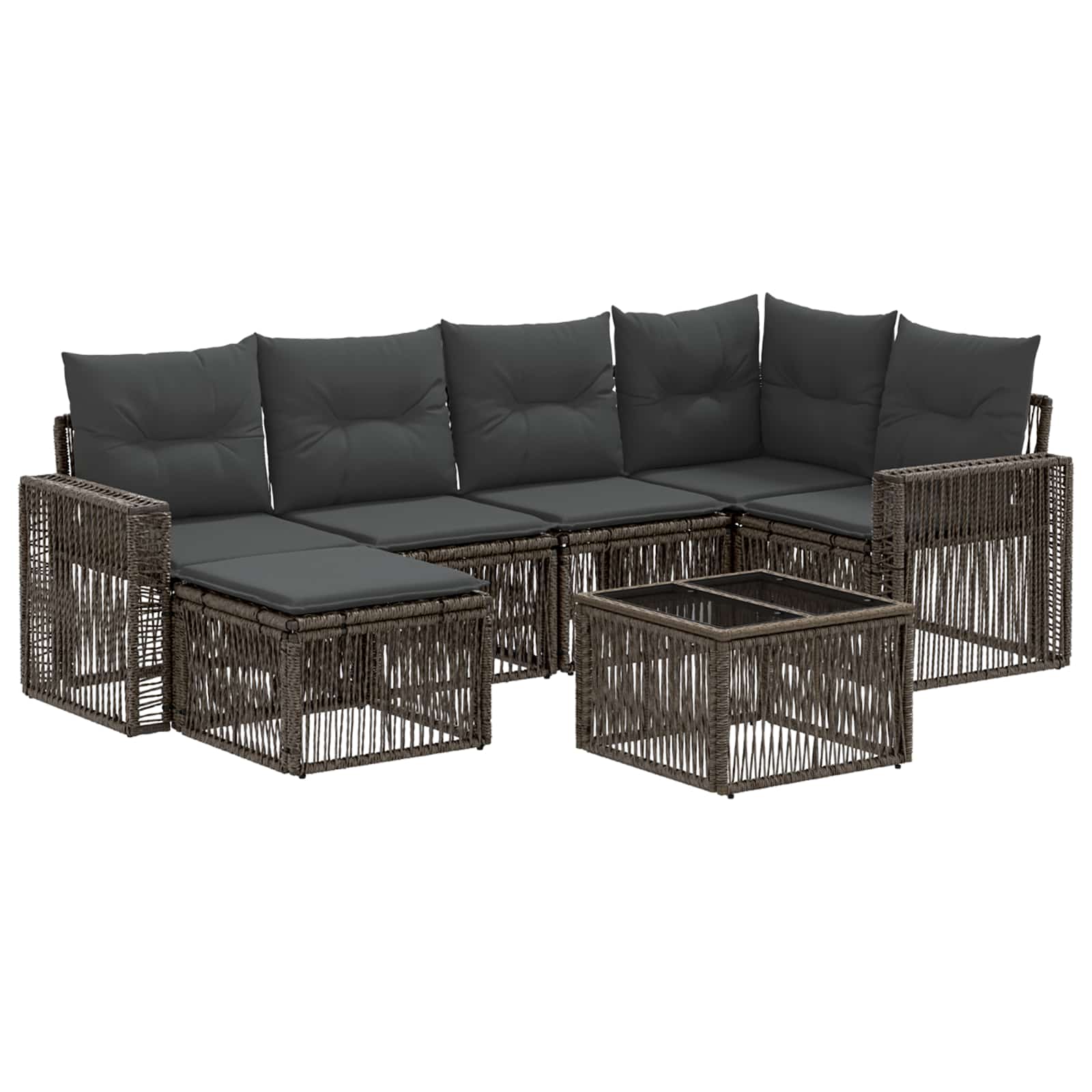 Gartensofa-set 7 pcs Grau und Dunkelgrau Poly-Rattan