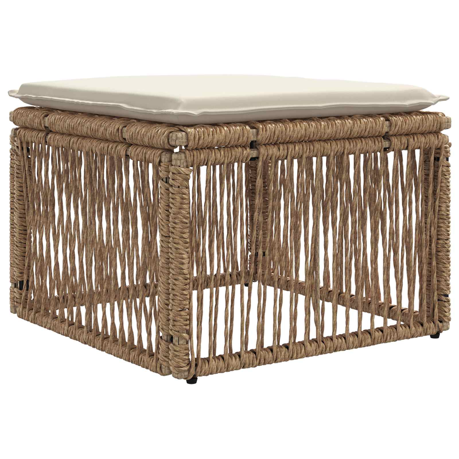 Gartensofa-set 7 pcs Beige und Cremeweiß Poly-Rattan