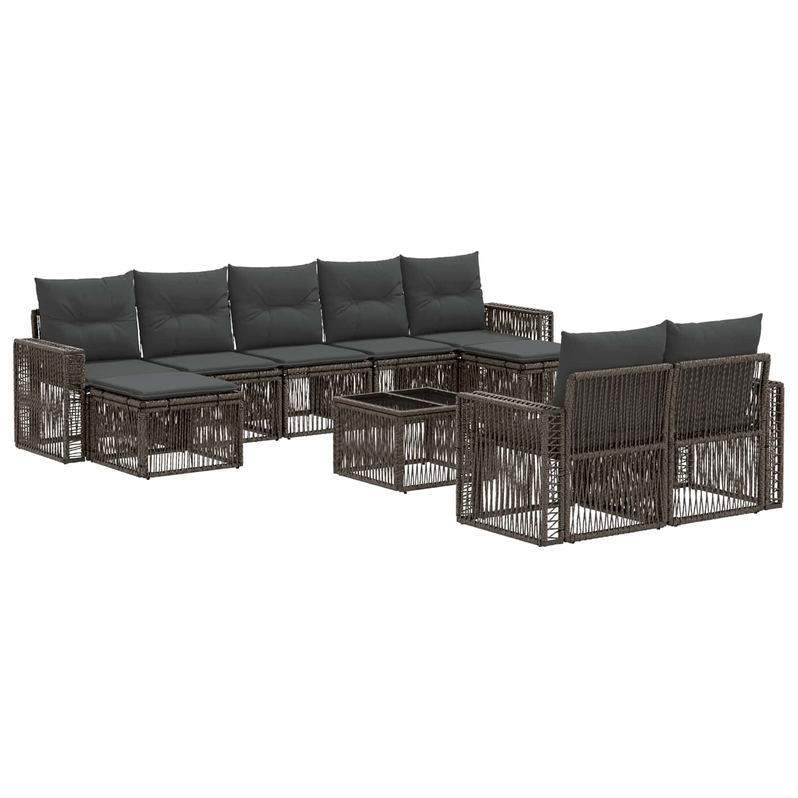 Gartensofa-set 10 pcs Grau und Dunkelgrau Poly-Rattan