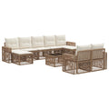 Gartensofa-set 10 pcs Beige und Cremeweiß Poly-Rattan
