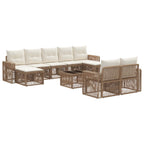 Gartensofa-set 10 pcs Beige und Cremeweiß Poly-Rattan