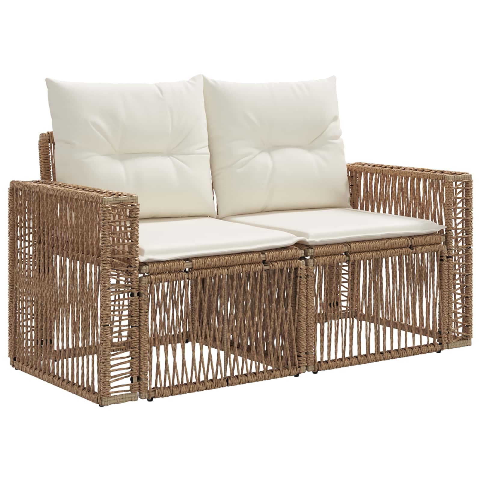 Gartensofa-set 10 pcs Beige und Cremeweiß Poly-Rattan