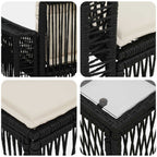 Gartensofa-set 11 pcs Schwarz und Cremeweiß Poly-Rattan