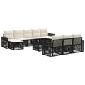 Gartensofa-set 11 pcs Schwarz und Cremeweiß Poly-Rattan