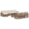 Gartensofa-set 11 pcs Beige und Cremeweiß Poly-Rattan
