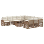 Gartensofa-set 12 pcs Beige und Cremeweiß Poly-Rattan