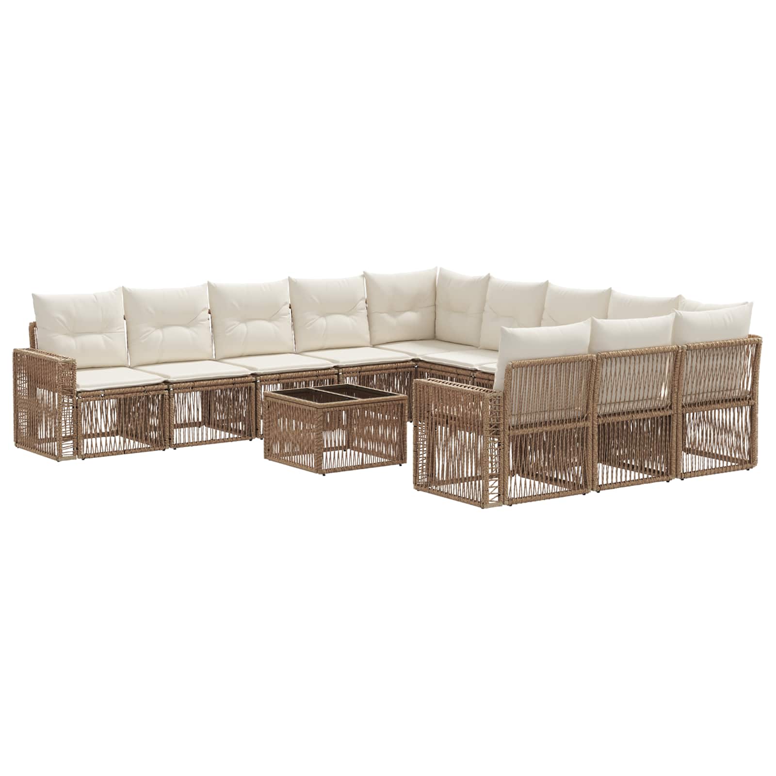 Gartensofa-set 12 pcs Beige und Cremeweiß Poly-Rattan