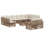 Gartensofa-set 13 pcs Beige und Cremeweiß Poly-Rattan