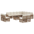 Gartensofa-set 13 pcs Beige und Cremeweiß Poly-Rattan
