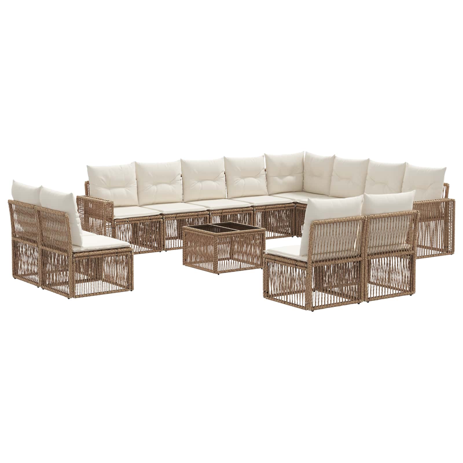 Gartensofa-set 13 pcs Beige und Cremeweiß Poly-Rattan