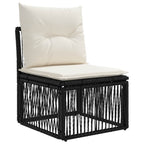 Gartensofa-set 14 pcs Schwarz und Cremeweiß Poly-Rattan