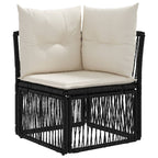 Gartensofa-set 14 pcs Schwarz und Cremeweiß Poly-Rattan